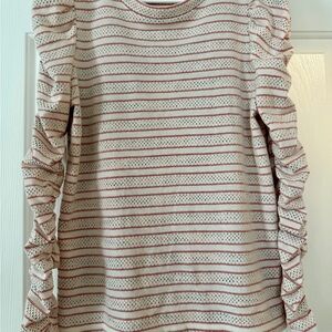 Loft | Ruffle Long Sleeve Top | Med